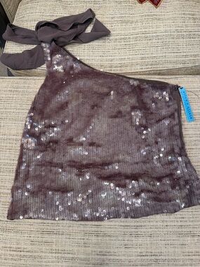 Alice + Olivia Mauve Sequin Halter Top